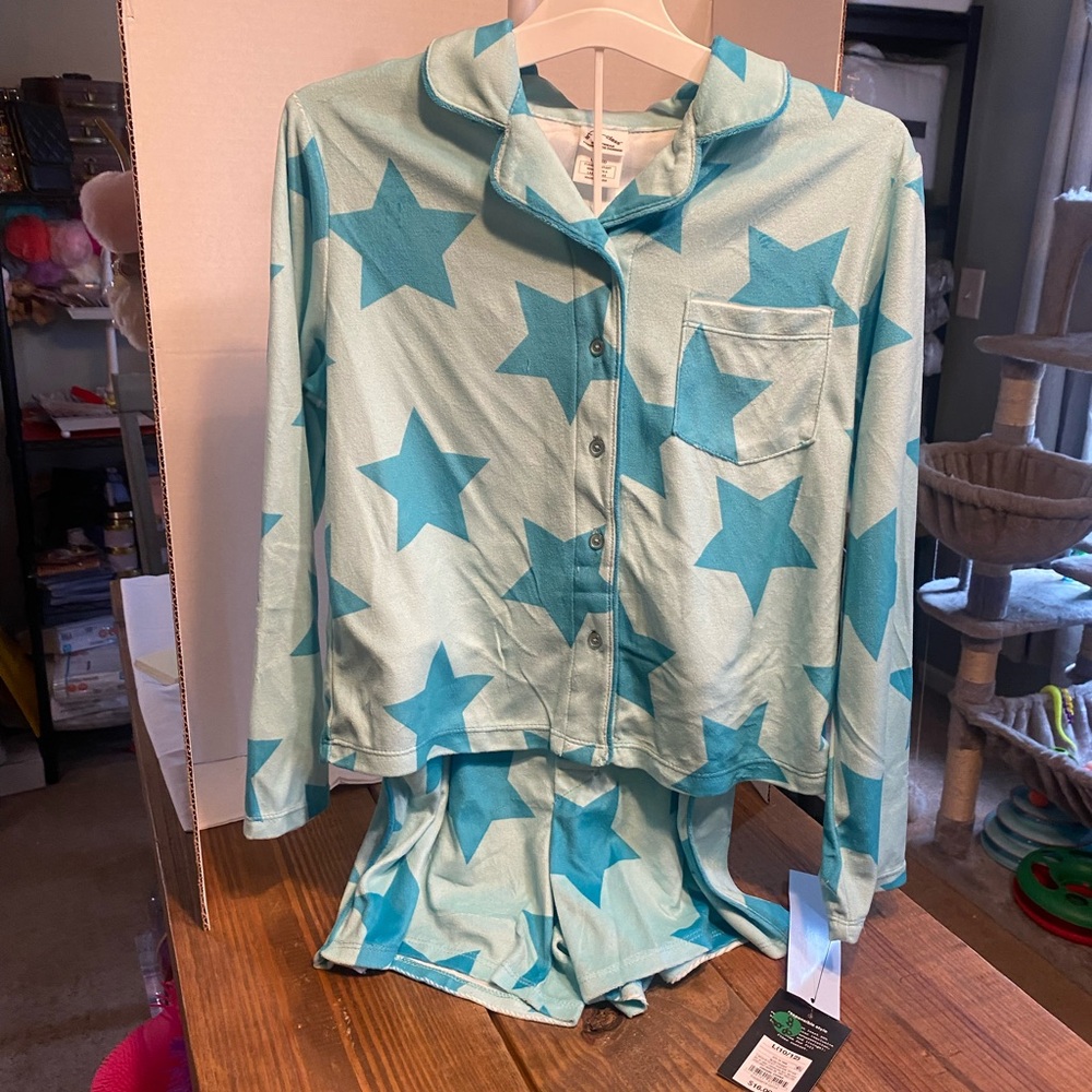 Target Kids Two-Piece Star Pajama Set - Aqua & Teal
